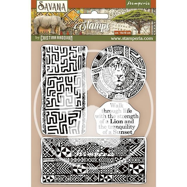 HD Natural Rubber Stamp cm 14x18 - Savana etnical borders