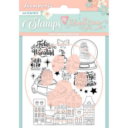 Acrylic stamp cm. 14x18 Christmas rose Feliz Navidad